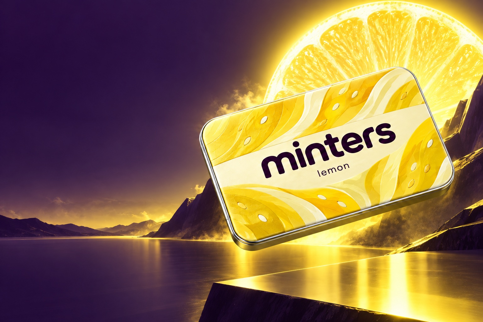 Lemon Slide Tin in a surreal lemon flavor landscape